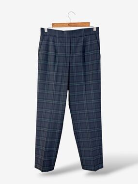 Aritzia Babaton Conan Pants Size 4 Green Blue Plaid Ankle Crop Preppy Casual